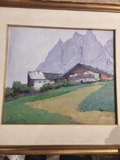 veduta di cortina montagna olio su tavola primi 900 pittori friulani...