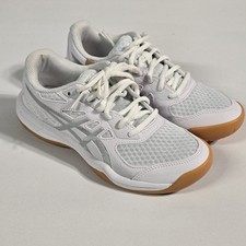  Scarpe Asics Upcourt 5 bianche argento puro taglia 5,5 pallavolo squash padel tennis
