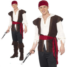 Uomo Pirata Costume Adulto Caraibi Capitano Costume Jack Alto Seas Completo