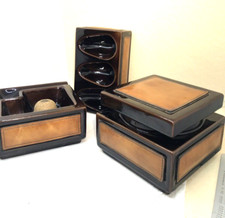 SET DA PIPA CERAMICA E CUOIO ORIGINALE ANNI 70 FIRMATO  SC3 ITALY, MODERNARIATO