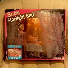 NRFB 1991 Mattel Barbie Starlight Bed #3739 MAGIC ACTION BALDACCHINO ROSA