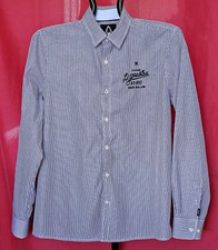 CAMICIA ABITO UOMO VINTAGE AUTENTICA LOGO GAASTRA RICAMO RIGHE BLU TAGLIA:L