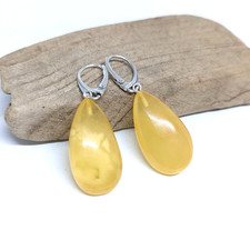 Orecchini ambra bianca gocce