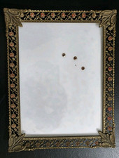 Cornice da Tavolo per Foto in Metallo Bagnata In Argento 1000 con Vetro Vintage