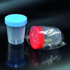 10 PZ CONTENITORE PER URINE 150 ML CON TAPPO A VITE E SUPERFICIE DI SCRITTURA