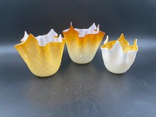 Vaso fazzoletto trio soprammobile Murano La Murrina colore bianco cognac