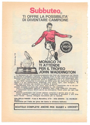 Pubblicità subbuteo mondiale - pubblicità,