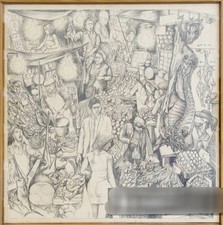 Quadro Litografia Renato Guttuso "Vucciria" Firma e Timbro