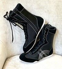 Stivali da boxe Free People Jeffrey Campbell In The Ring neri scamosciati a rete 36/6 NUOVI