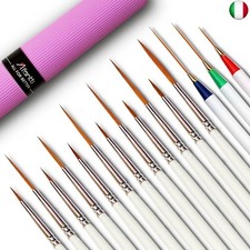 15 Pezzi Set di Pennelli Pittura per Dipingere Dettagli Fini Pennello per
