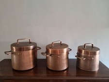 Set 3 Pentole di Rame da Esporre o Appendere Vintage