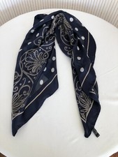 Foulard Quadrato In Seta Vintage Luciano Soprani Blu Marino Regalo Donna FO303
