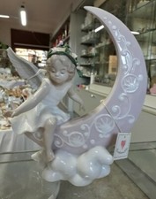 Statua Bimba angelo su luna - porcellana Morena Design