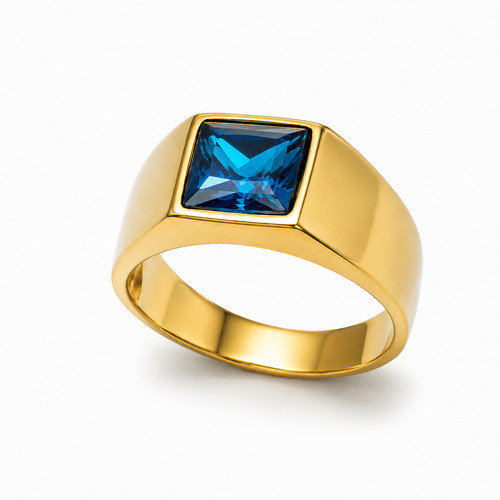 Anello sigillo oro - sigillo, zirconi