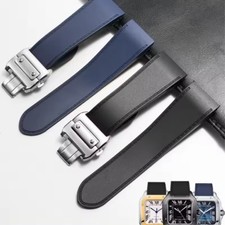 Cinturino orologio silicone per Cartier Santos 100 nero blu 23mm 25mm gomma