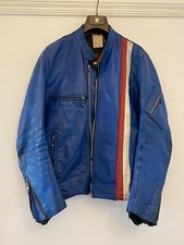 giacca pelle biker blu
