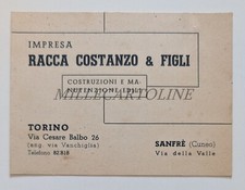 IMPRESA RACCA COSTANZO & FIGLI COSTRUZIONI EDILI TORINO SANFRÈ - Cartoncino 1942