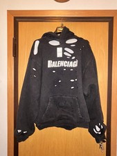 Balenciaga Destroyed Black Hoodie vestibilita' Oversize XXL