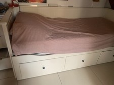 Letto Ikea in legno Bianco, Con Tre Cassetti E Letto Singolo Estraibile
