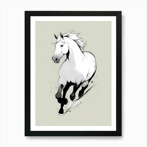 Quadro bianco cavallo corsa - , 1