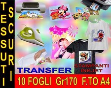 10 FOGLI A4 170 GR CARTA TRANSFER FOTOGRAFICA TESSUTI SCURI STAMPA INKJET