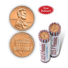 Raro Bank Wrapped P/D 2025 Lincoln Cent Rolls National Collector Mint con certificato di autenticità