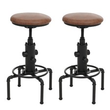 B-Ware Set di 2 Sgabelli da Bar MCW-N23, Girevoli Industrial Metallo Ecopelle, Marrone