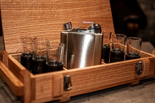 Set scatola legno - , glass