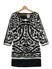 ALMATRICHI Abito Donna Casual 38/M Nero Bianco Grafico Vintage Elegante