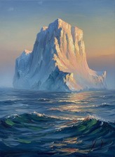 Dipinto olio paesaggio - dipinto, iceberg
