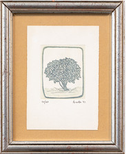 MARIO ROSSELLO Incisione Acquaforte 1981 Albero Originale Firmata Quadro Cornice