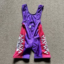 Assos pantaloncino bavaglino ciclismo taglia M rosa lucido viola astratto svizzero anni 90 vintage