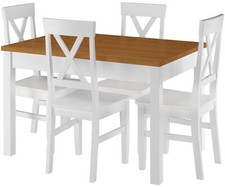 Set tavolo rettangolare bicolore 80x120 4 sedie bianche, Pino 90.70-51AE-Set23