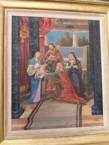 Antico dipinto olio tela - a,