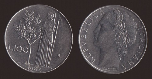 100 lire 1968 - 100, minerva