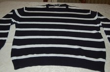 Superga - Pullover uomo, Righe bianco nero, Cotone, tg XL, usato