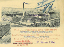 Grifone-Torino. Fattura int. OEHME & BAIER Essenze naturali, olii, colori. 1924