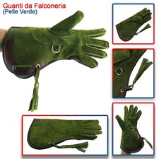 Guanti da Falconeria in Pelle Verde per Protezione delle Mani Aquila Uccello