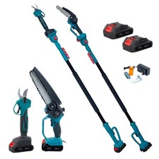 KIT POTATURA MINI MOTOSEGA 8" + FORBICE CESOIA A BATTERIA CON ASTA TELESCOPICA