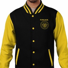 Giacca bomber Wu tang clan C.r.e.a.m Varsity nero e giallo dalla XS alla XXL