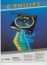 advertising Pubblicità-PHILIPS COMPACT DISC PORTATILE 1986 MINILASER MUSIC CD