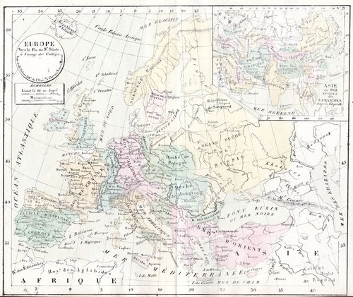 Europa secolo mappa - secolo, litho