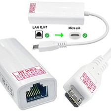Adattatore LAN bianco micro USB RJ45 Gigabit per lettore eBook Trekstor Pyrus Mini
