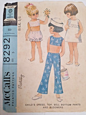 Dress Bra Top Wide Leg Pants Bloomers Girls 5 McCalls 8292 Sewing Pattern VTG