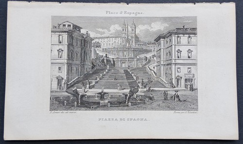 Stampa antica piazza spagna - piazza, di