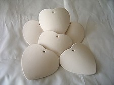 N.06 TEGOLE CUORE IN COTTO BIANCO DA CM.9 FATTE A MANO PER DECOUPAGE DECORAZIONE