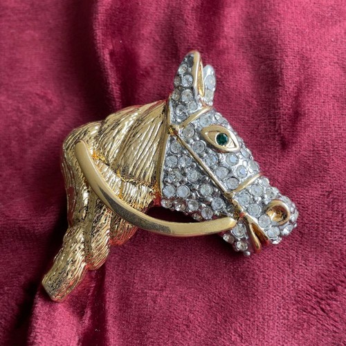 Spilla testa cavallo strass - cavallo,
