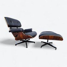 Sedia e pouf Herman Miller Eames Lounge nero e Santos originali