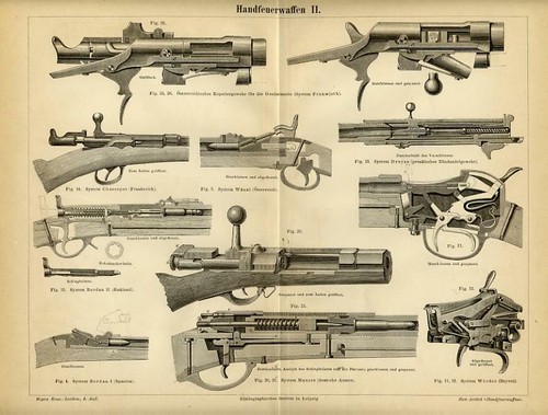 1898 stampa antica - antica, fucili