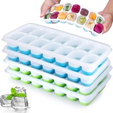 Vaschetta Ghiaccio Silicone Set di 4 Stampo Ghiaccio con Coperchio